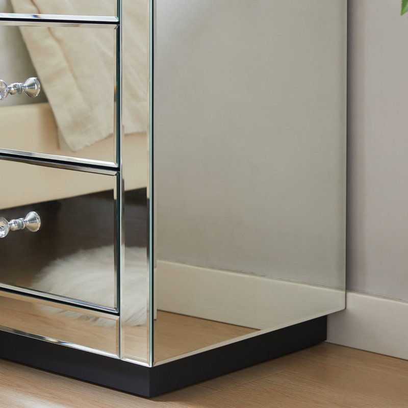 Everly Quinn Yolanta 3 - Drawer Nightstand in Silver Modern Contemporary Glam Style & Reviews